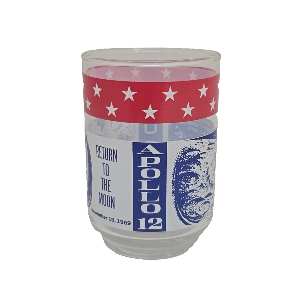 VTG Apollo 12 Libbey Juice Glass NASA Space Program Moon Astronaut USA Red U205